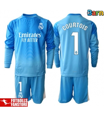 Real Madrid Thibaut Courtois #1 Målvakt Hemmatröja Barn 2025-26 Långärmad (+ Korta byxor)